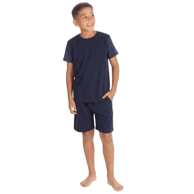 Boys Yarn Jersey Tee & Short Set With Contrast