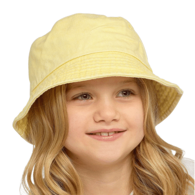 Kids Stonewashed Bucket Hat - Lemon