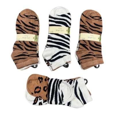 Ladies Bamboo Trainer Socks 3 Pack Animal Print Collection