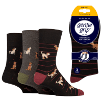 Mens Gentle Grip Socks Fun Feet Team Dog