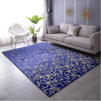 Midnight Blue Contemporary Metallic Design Rug