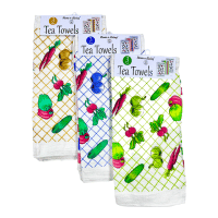 3 Pack Velour Printed Tea Towels - Vegetables