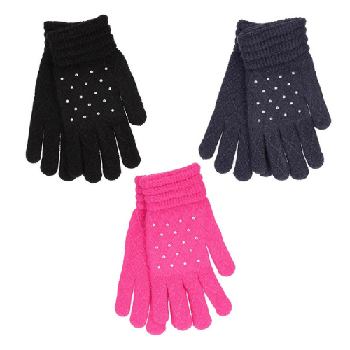 Ladies Gloves With Diamante
