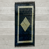 Greek Style Rug Runner Black with Gold Design