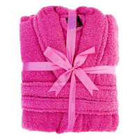 One Size Unisex Terry Towelling Bath Robe Hot Pink
