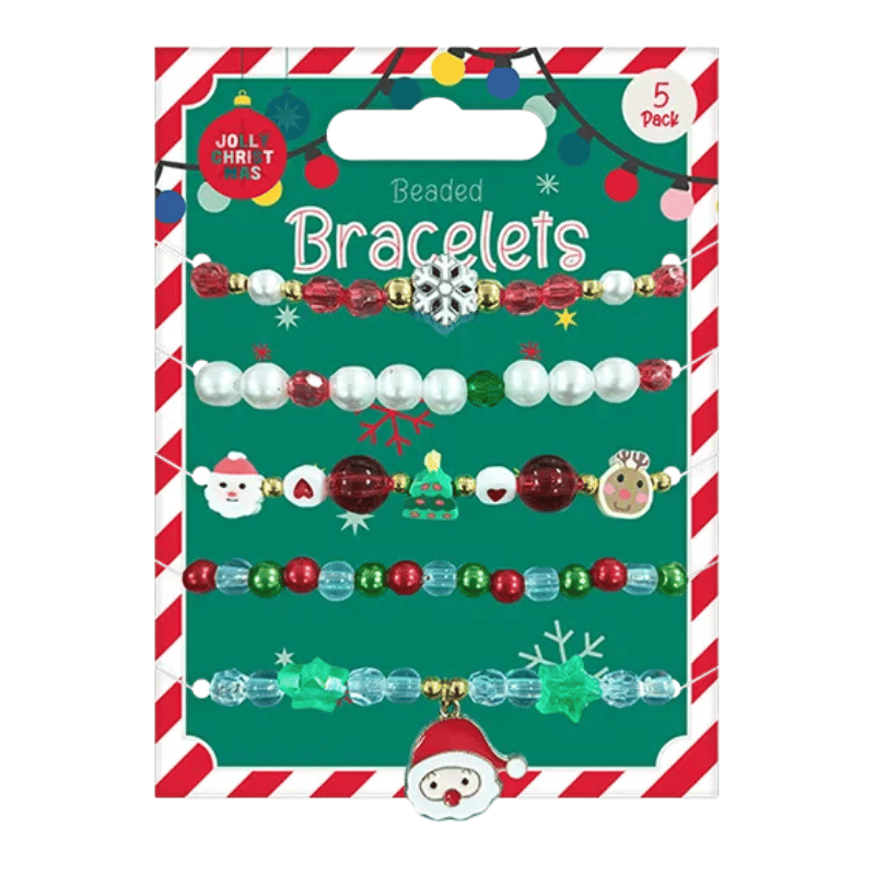 Christmas Beaded Bracelets 5 Pack