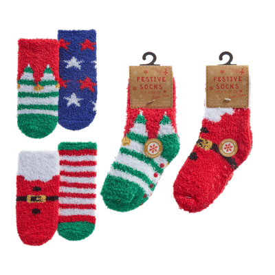 Baby Girls 2 Pack Christmas Cosy Socks