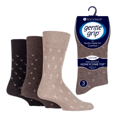 Mens Gentle Grip Socks Micro Browns