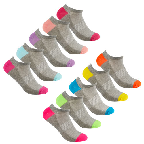Ladies 5 Pack Mesh Insert Trainer Socks Colour Heel