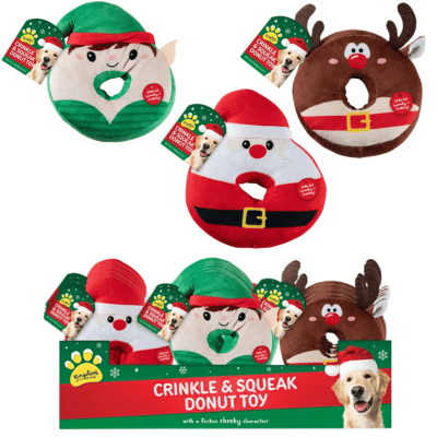 Christmas Crinkley & Squeaky Donut Characters Toy