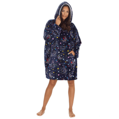 Ladies Oversized Celestial Design Snuggle Hoodie