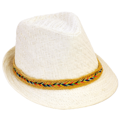 Adults Trilby Hat With Rainbow Straw Band