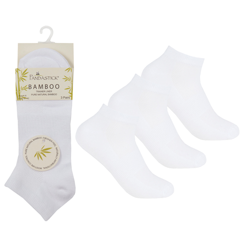 Ladies 3 Pack Bamboo Trainer Socks White Wholesale Socks Wholesale