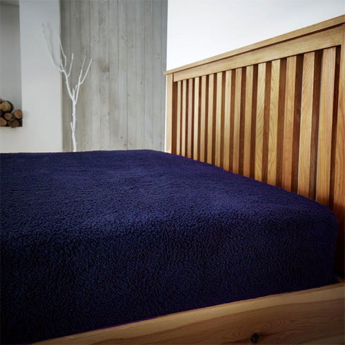 Super Soft Teddy Feel Fitted Bed Sheet Navy