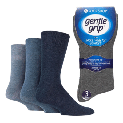 Mens Gentle Grip Socks Plain Denim