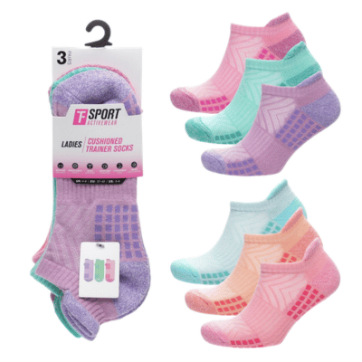 Ladies 3 Pack Cushioned Trainer Socks