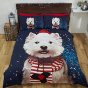 Christmas Westie Dog Duvet Set
