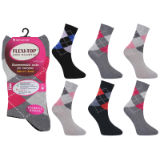 Ladies Flexi-Top Non Elastic Socks Argyle