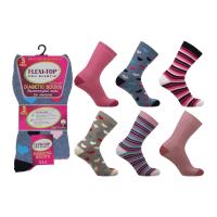 Ladies Flexi Top Socks Hearts and Stripes