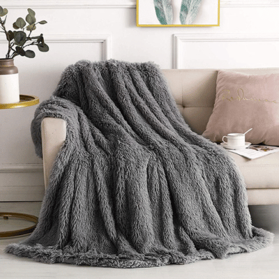 Cuddly Long Pile Throw 150 x 200cm Charcoal