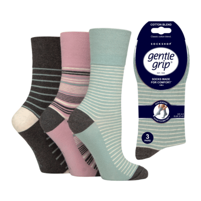 Ladies Gentle Grip Socks Reversie Stripe