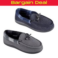 Boys Moccasin Slippers With Leather Bow
