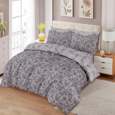 Super Soft Printed Duvet Set Elegent Grey