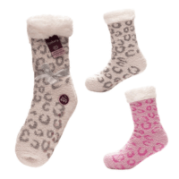 Ladies 1 Pair Animal Print Cosy Slipper Socks