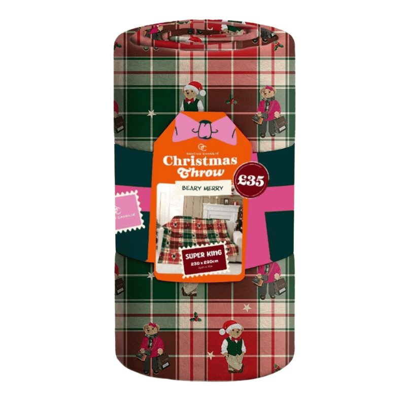 Christmas Design Flannel Throw - Beary Merry 170cm x 230cm