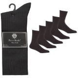 Pierre Roche Mens 5 Pack Ribbed Socks Black