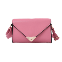 Envelope Style Vegan Leather Crossbody Bag Pink