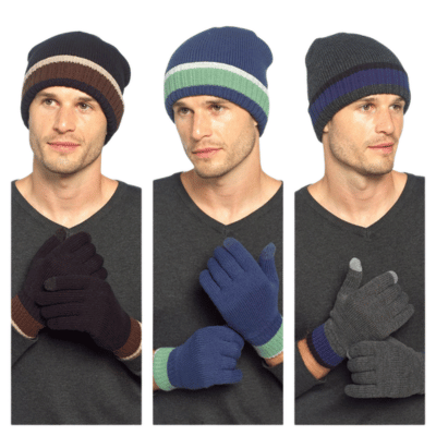 Mens Knitted Hat With Turn Up & Sherpa Lining