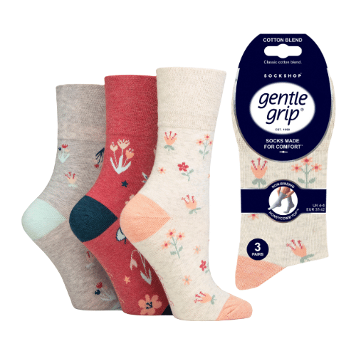 Ladies Gentle Grip Floral Memoir Socks