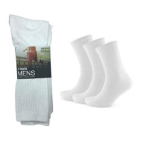 Mens Sport and Leisure Socks 3 Pack White - Carton Price