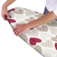Multi - Fit Elasticated Ironing Board Covers - Hearts Design