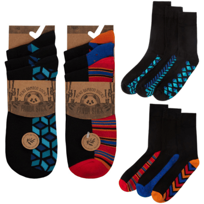 Mens Bamboo Foot Bed Design Socks 3 Pack