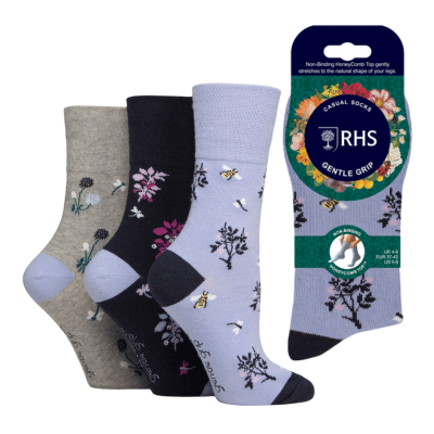 Ladies RHS Gentle Grip Socks Jacquard Floral Contemporary