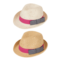 Girls Straw Trilby Hat With Band