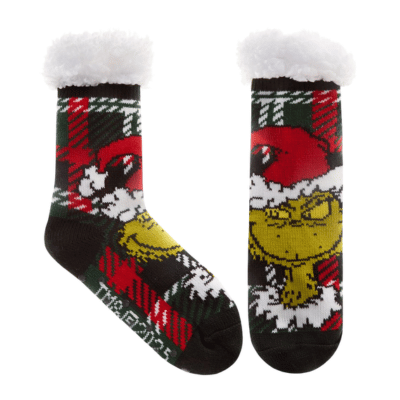 Official The Grinch Kids Single Pack Sherpa Lounge Socks With Gripper