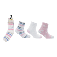 Ladies Snuggle Toes 3 Pack Cosy Socks With Gripper Sole Stripes & Stars