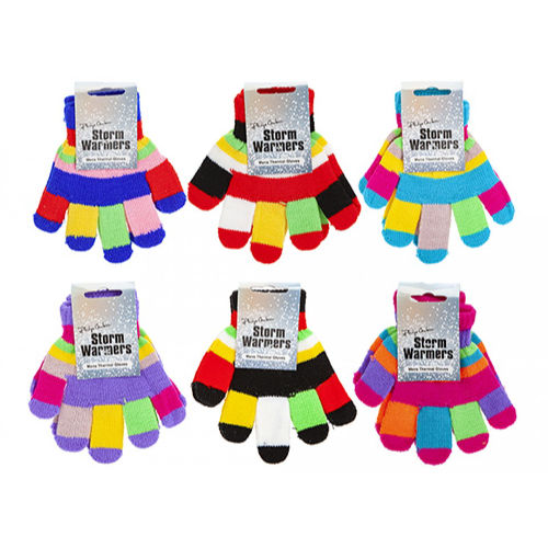 Childrens Striped Magic Gloves Assorted