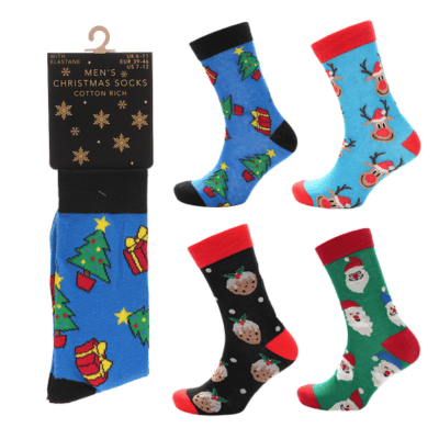 Mens Cotton Rich Christmas Design Socks