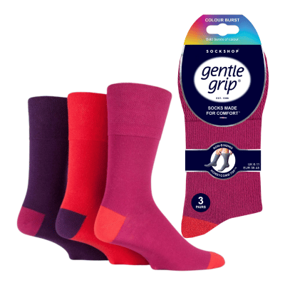 Mens Gentle Grip Socks Colourburst Fiery