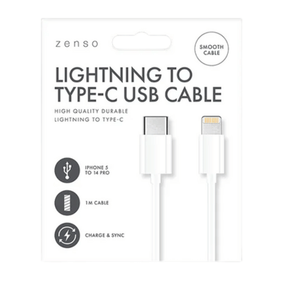 White Type C To Lightning Cable 1M