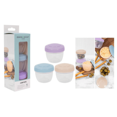 Coco & Gray 3 Pack Dip Pots With Colour Lids