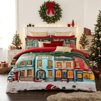 Christmas Home At Christmas Panel Duvet Set