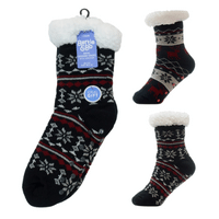 Boys Lounge Gripper Socks with Sherpa Lining