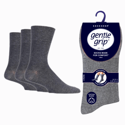 Mens Gentle Grip Socks Plain Grey