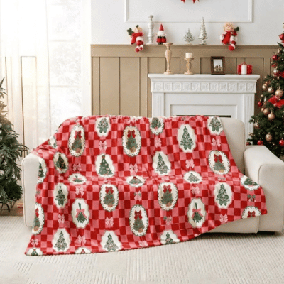 Christmas Design Flannel Throw - Christmas Frilly Fashion 230cm x 230cm
