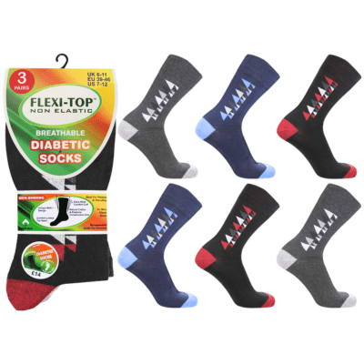 Mens Flexi Top Socks 3 Pack Triangle Design